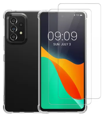 Produktbild von kalibri Hülle kompatibel mit Samsung Galaxy A53 5G Case - Handyhülle mit 2x Glas Schutz Folie - Cover Handyhülle in Transparent