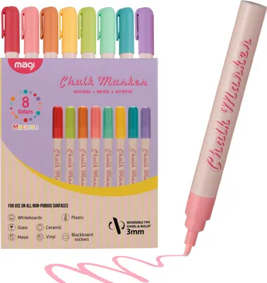 Produktbild von RAGI 8 Kreidemarker Flüssigkreide Set für Fenster Glas Stein Kunststoff Keramik Abwaschbar Fensterstifte für Kinder und Erwachsene Malstifte