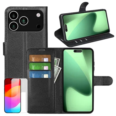 Productafbeelding van Beschermhoes + 9H beschermglas voor Apple iPhone 18 Pro, flipcase, portemonneehoes