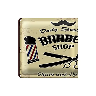 Produktbild von Blechschild Spruch 40x30cm Barbershop shave and haircut
