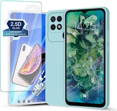 Produktbild von Hülle für Xiaomi Redmi 10C mit 9H Displayglas Displayschutz Case Cover Bumper Silikon Softgrip Schutzhülle Farbe: Hellblau