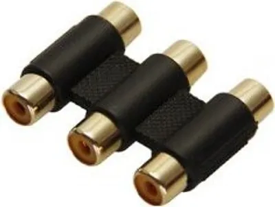 Produktbild von goobay Adapter 3xCinch Kupplung auf 3xCinch Kupplung vergoldet