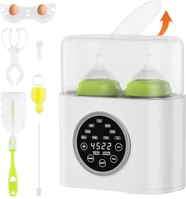 Produktbild von Baby Flaschenwärmer und Sterilisator, 2 Flaschen Erwärmen, Auftauen und Erhitzen, LED-Anzeige, Timer, für Flaschenpflege