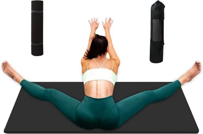 Immagine prodotto di Tappetino per yoga - Tappetino per fitness e Pilates - Per allenamento a casa - Imbottitura extra spessa - 185 x 61 cm - Nero