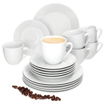 Produktbild von 18tlg Kaffeeservice Tommy weiß Porzellan 6 Personen Dessertteller
