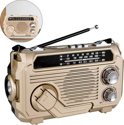 Produktbild von Solar Radio,Multifunktionales Notfall-Radio mit 3W Lautsprecher, USB/TF, Handkurbel & Solar, LED-Licht