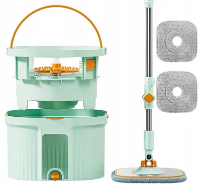 Produktbild von Floormy Urban Avenue Flachwischer mit 2-Kammer-Kübel und Schleudersystem – Wassertrennung, 2 Mikrofaserbezüge