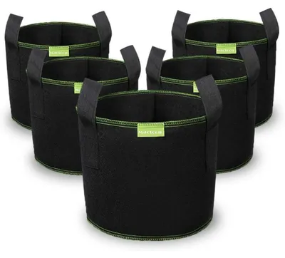 Productafbeelding van Plantenzakken met handgrepen, 5 stuks van 40 liter, ademend, diameter 38 cm, hoogte 33,5 cm, gemaakt van vliesstof