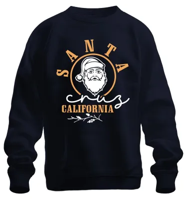 Obrázek produktu pro Santa Cruz California Santa Claus Christmas Beach Retro Uni mikina, Navy, M