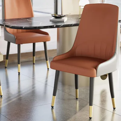 Image de WISFOR Lot de 2 chaises de salle à manger cuir métal avec accoudoirs Chaises de table ergonomiques avec dossier Chaises de cuisine 150kg de charge Chaises gastronomiques