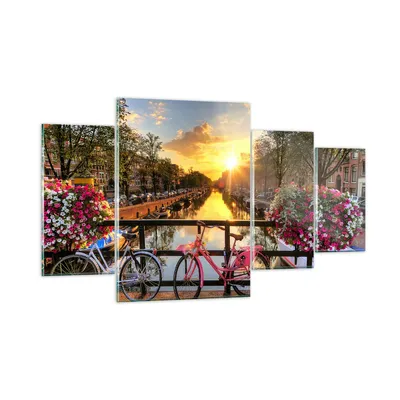 Produktbild von Bilder auf glas - Bikes Kanal Amsterdam Architektur - 160x90cm - Glasbilder - Wandbilder - Kunstdruck - Wanddekoration aus Glas - Glas Bilder - Wandbild auf Glas - GDL160x90-3081