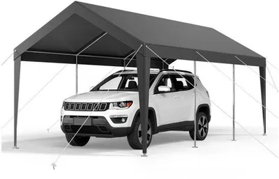Image de Tente de garage pour voiture, tente de garage Carport, abri de voiture avec bâche PE - Dimensions 3,05x6,09x2,87m