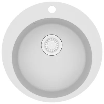 Image de vidaXL Évier en granit simple bassin rond blanc