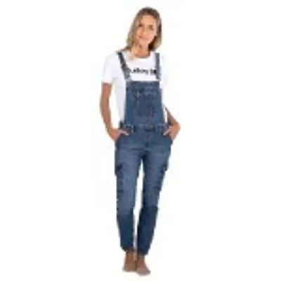 Produktbild von Hurley Damen Denim Latzhose, verstellbare Hosenträger, 100% Baumwolle, blau, Größe 26