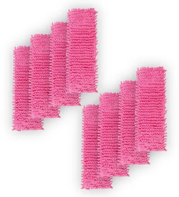 Immagine prodotto di Copri-panno di ricambio da 40 cm (confezione da 8), copri-panno in ciniglia rosa, adatto al supporto pieghevole, per tutti i tipi di pavimento