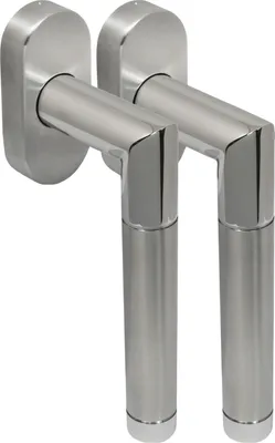 Produktbild von Edelstahl Fenstergriff Set 2 Stück FG Hit II Bicolor L-Form V2A Fensterbeschlag Rasterolive