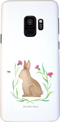 Produktbild von Mr. & Mrs. Panda Samsung Galaxy S9 Handyhülle Hase Sitzen - Weiß - Geschenk, Smartphone Hülle, Kaninchen, Handy Schutzhülle, Ostern, Osterhase, Ostergrüße, Cover, Frohe