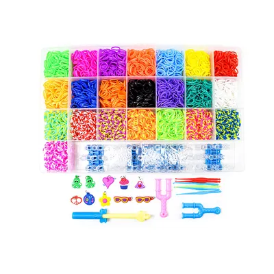 Produktbild von Loom Bänder Kit Loom Bands mit Webrahmen und Haken Rainbow Loombänder für armbänder (4400)