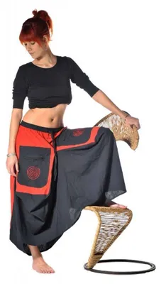 Immagine prodotto di Gonna medievale | jupe | maxi gonna con tasche e dettagli interessanti, rosso L/XL
