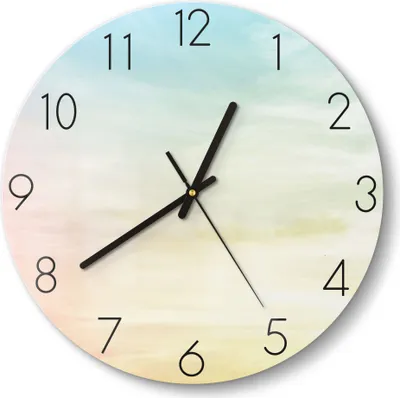 Produktbild von DEQORI Glasuhr Ø30 cm Zahlen 'Pastelliger Himmel' Wanduhr Glas Uhr Design leise