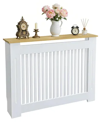 Zdjęcie produktu dla Nowoczesne osłony grzejników - dekoracyjne osłony z półką - pionowe żaluzje - płyta MDF - model stojący - 78x20x83 cm