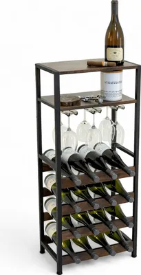 Produktbild von DanDiBo Weinregal Metall Schwarz Stehend mit Glashalter 100 cm 96575 Flaschenregal Flaschenständer Flaschenhalter Modern
