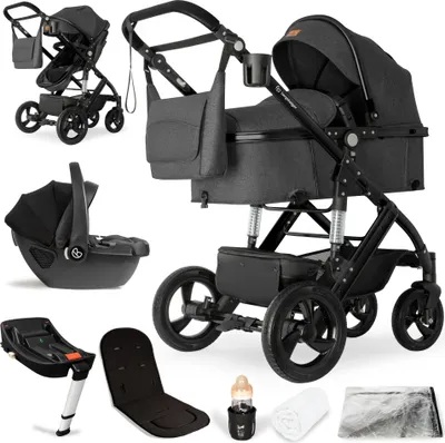 Produktbild von Bergsteiger Nizza 3 in 1 Kinderwagen, Kombikinderwagen Komplettset, Babywanne & Buggy Sportsitz inklusive, Auto-Babyschale & Isofix Station optional