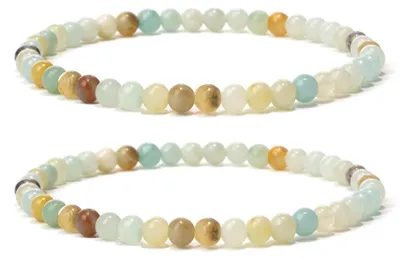 Produktbild von Edelstein Armbänder rund, 4 mm, 2-teilig, elastisch, für Yoga