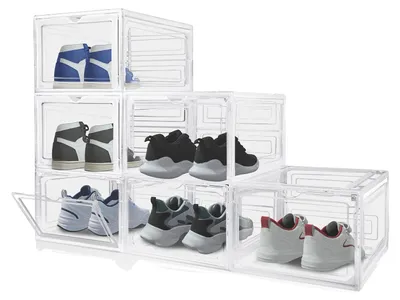 Produktbild von Schuhkartonlagerung, stapelbar, langlebiger Kunststoff, 6 Stück