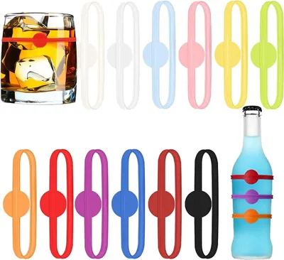 Produktbild von Party Wein Glas Marker, 12 Mischfarben Glas Markierung Trinkgläser