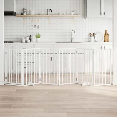 Produktbild von Faltbares Hundegitter mit Tür, 6 Paneele, 300 cm, aus Pappelholz