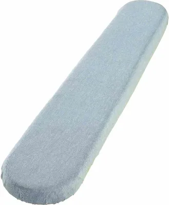 A light blue ironing board cover on a white background.