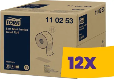 Produktbild von Tork Toilettenpapier Mini Jumbo 110253 2lagig ws 12 Rl./Pack.