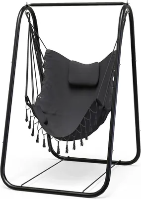 Imagen del producto de Silla colgante de acero inoxidable de alta resistencia, con estructura para uso en interiores y exteriores