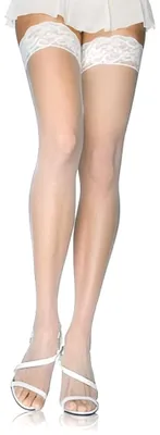Produktbild von Halterlose Strümpfe Micro Fishnet weiß Größe: XL