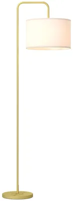 Produktbild von HOMCOM Stehlampe Wohnzimmer Stehleuchte mit Stoff-Lampenschirm, Fußschalter Gold