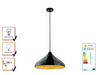 Produktbild von Pendelleuchte RAMSES schwarz, E27 Sockel, Ø 41cm, Länge 150cm, Trio