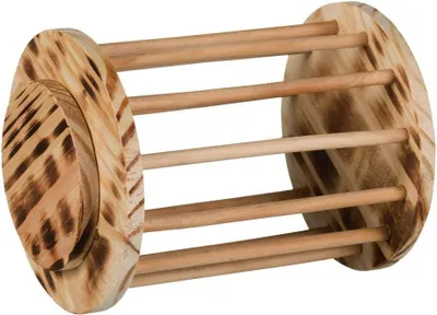 Productafbeelding van Hooiruif Cilinder - Hooi Dispenser - Paarden Voeren - Deksel Voorkomt Klimmen - 19 x 15 cm - Houtkleur