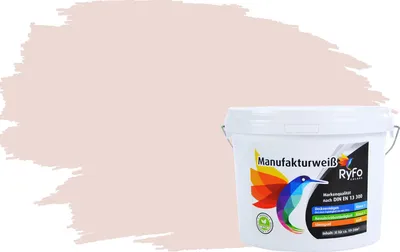 Produktbild von RyFo Colors Bunte Wandfarbe Manufakturweiß Weißrosé 3l  - weitere Weiß Farbtöne und Größen erhältlich, Deckkraft Klasse 1, Nassabrieb Klasse 1
