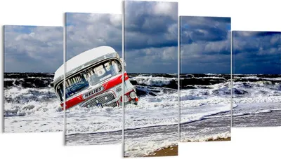 Produktbild von Bild auf Leinwand - Leinwandbild - Ozean Landschaft Auto - 160x85cm - Wand Bild - Wanddeko - Leinwanddruck - Bilder - Kunstdruck - Wanddekoration - Leinwand bilder - Wandkunst - EA160x85-0228
