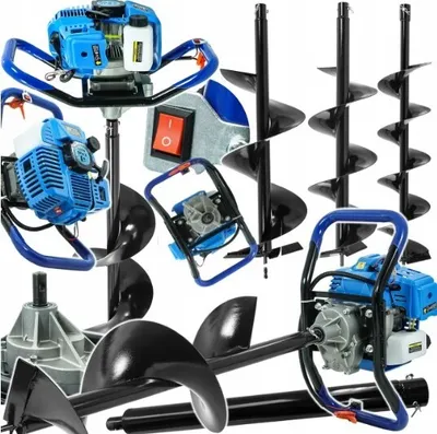 Produktbild von Benzin Erdbohrer Erdlochbohrer 5,2 PS 51,7ccm Pfahlbohrer Erdbohrgerät Set inkl. 3 Bohrer 150mm, 200mm, 250mm Garten Bohrmaschine