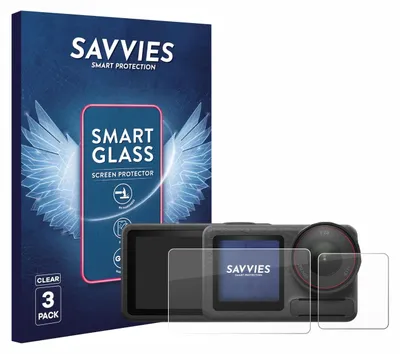 Produktbild von 3x Savvies Schutzglas Folie für DJI Osmo Action 5 Pro 9H Panzer Schutzfolie Glas Displayschutz klar transparent