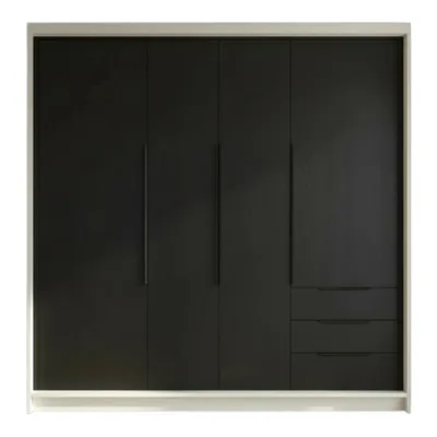 Produktbild von Geräumiger vier-türiger Kleiderschrank KLARI mit Schubladen und Metallgriffen – modernes Design