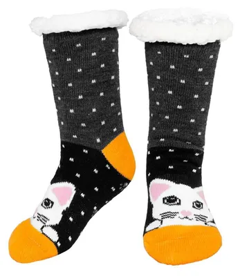 Produktbild von Damen Stoppersocken dicke Haussocken mit Anti Rutsch Sohle, warme Wintersocken flauschig Thermo-Socken mit Innenfrottee, EU 36-41, Dark Gray