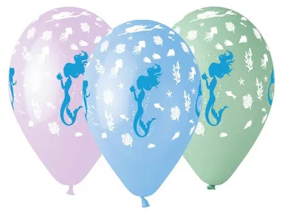 Produktbild von 5 Stück GoDan Latex Luftballons mit Meerjungfrau Motiv, ca. 30 cm Durchmesser