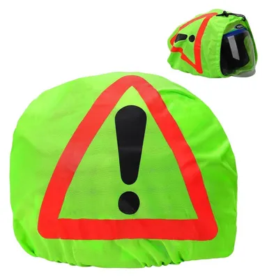Produktbild von Warndreieck für Motorradhelm mit Helmüberzug fluoreszierend grün 46x43 cm