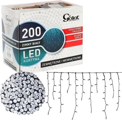 Produktbild von LED-Lichtervorhang mit 200 weißen LEDs und zusätzlicher Steckdose, für den Innen- und Außenbereich, 3 m x 1 m