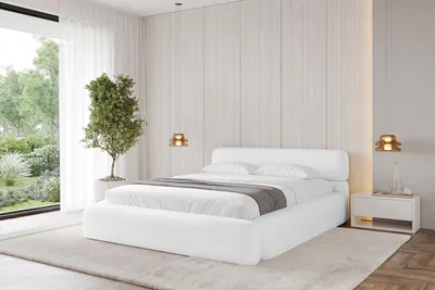 Produktbild von ALTDECOR Polsterbett mit Bettkasten - ENORA-v1 - 140x200 - Weiß - Bett ohne Matratze, Doppelbett mit Stauraum und Latternrost, Boxbett mit Kopfteil