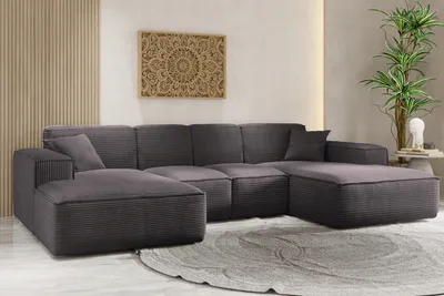 Zdjęcie produktu dla Sofa w kształcie U SIENA narożnik tkanina Poso ciemnoszary