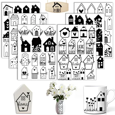 Productafbeelding van Rub-on stickerfolie - Set van 6 vellen voor transferstickers - Voor decoratie - Formaat A5